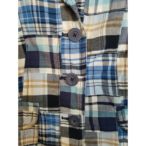 Ann Taylor Loft Jacket Womens Size 6 Blue Plaid Patchwork Retro Cropped - Picture 6 of 10